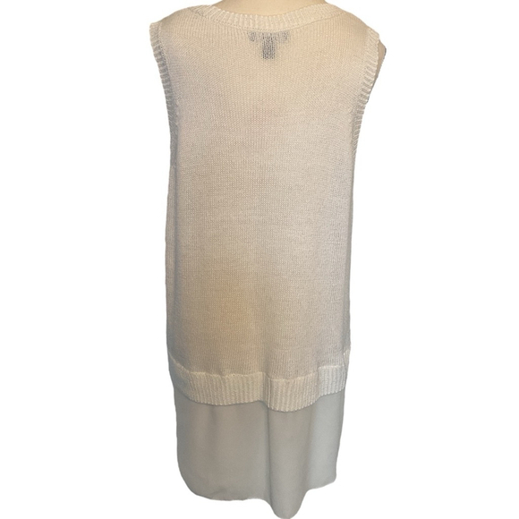 CHAPS White Knit crew neck sweater vest chiffon layer hem XL - Picture 4 of 14